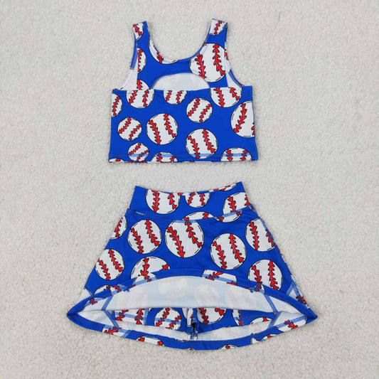 athletic sleeveless baseball girls skort set