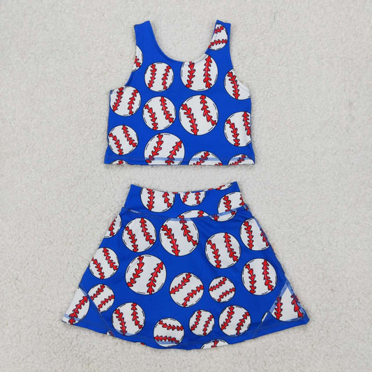 athletic sleeveless baseball girls skort set