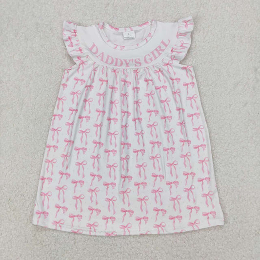 Daddy ‘S Girls embroidery Bow Girls short sleeve dresses