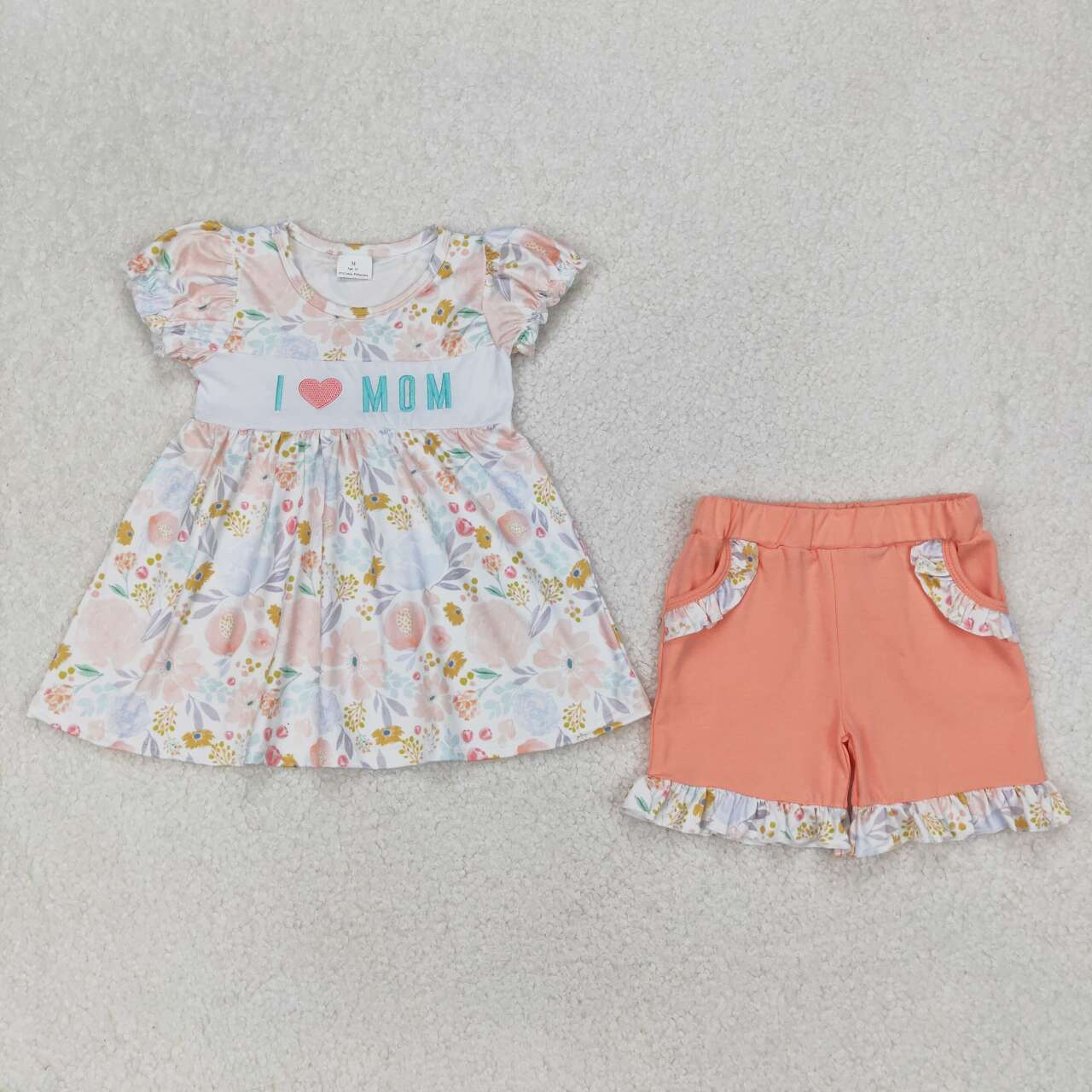 i Love mom embroidery boy summer outfits