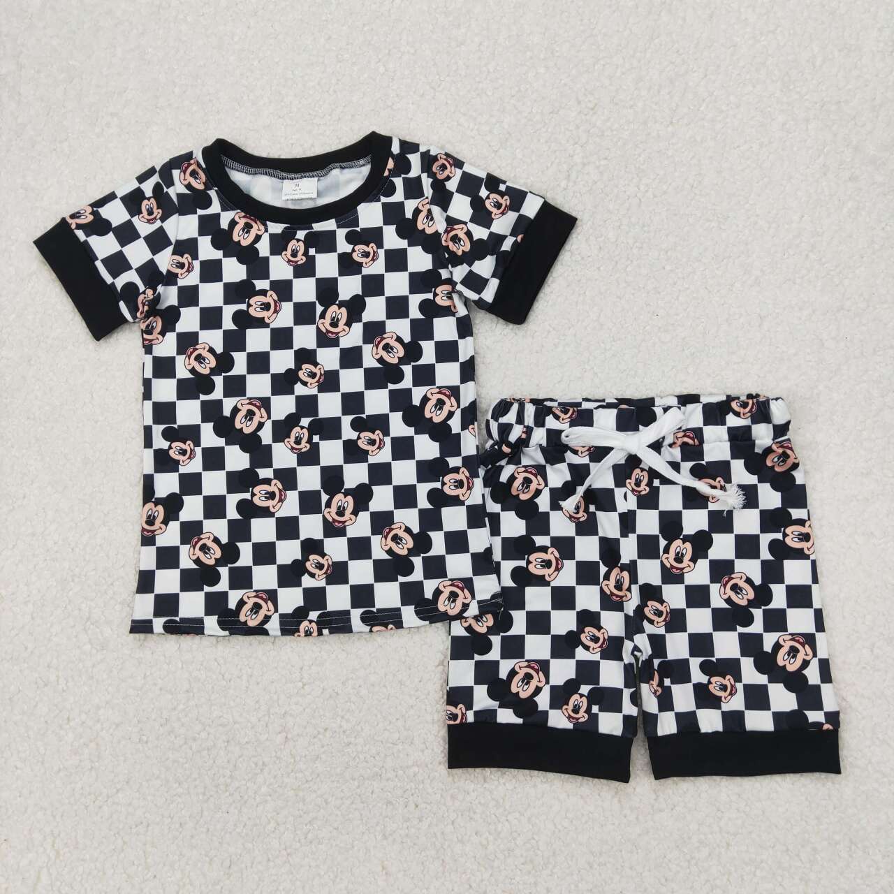 Black Cartoon print Short Sleeve Short Pajamas