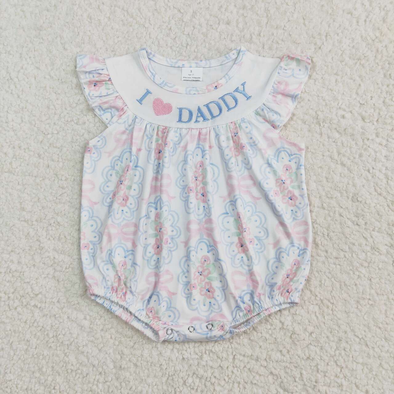 floral i love Daddy'S embroidery Baby Romper