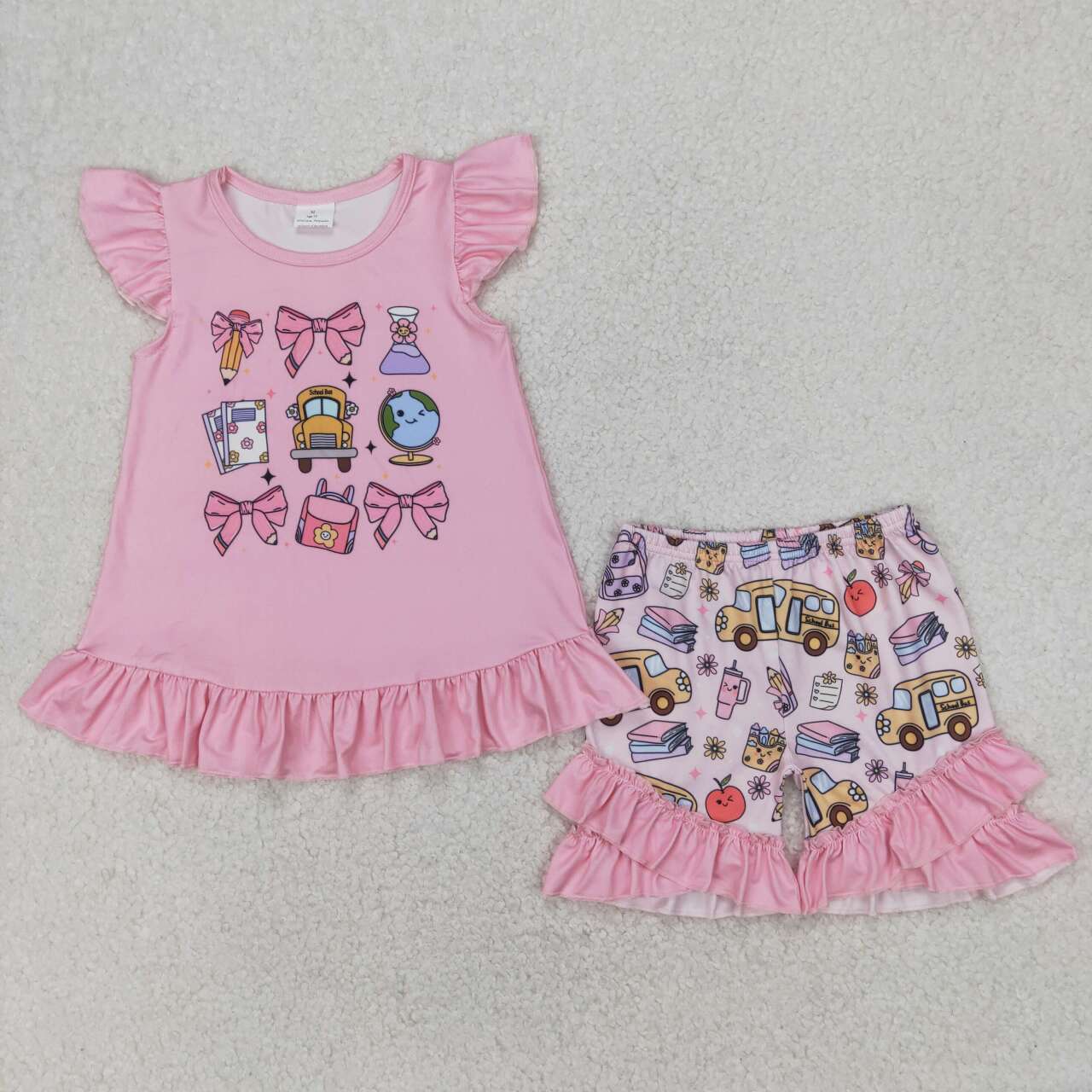 back to school Pink Cartoon girls Set