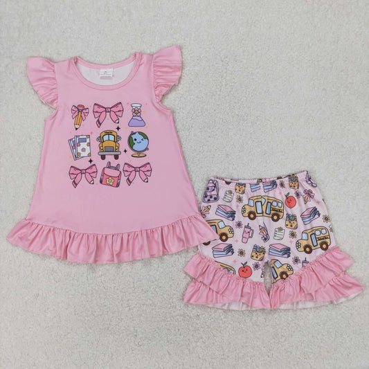 back to school Pink Cartoon girls Set