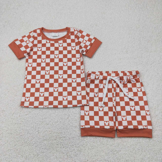 Summer plaid short sleeve girls Set