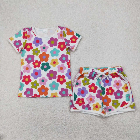 Summer Colorful floral short sleeve girls Set