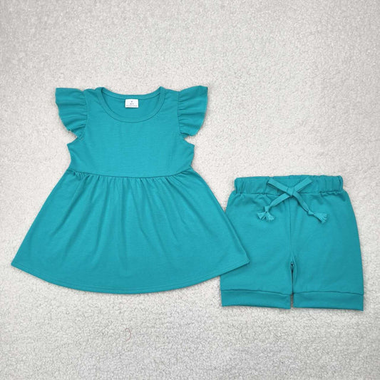 flutter blue Girls Suit Summer Set