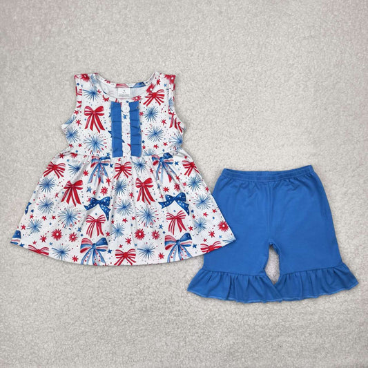 july of 4th bow Girls Suit Summer Set