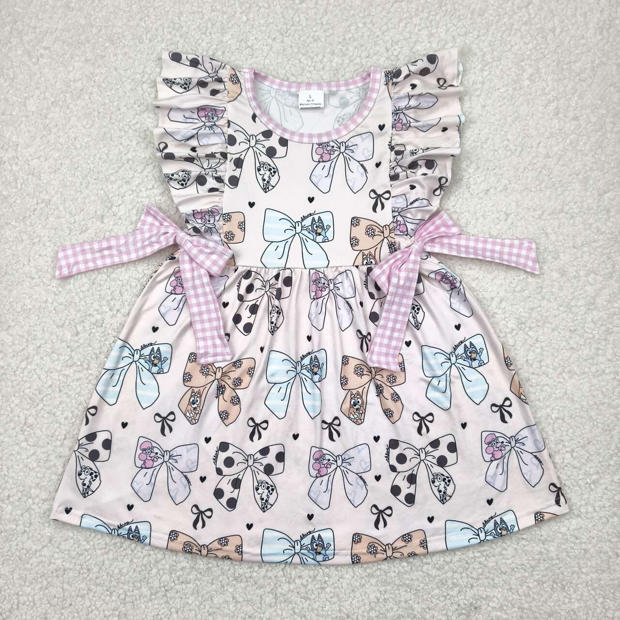 Bow Cartoon print Short Girls Dress