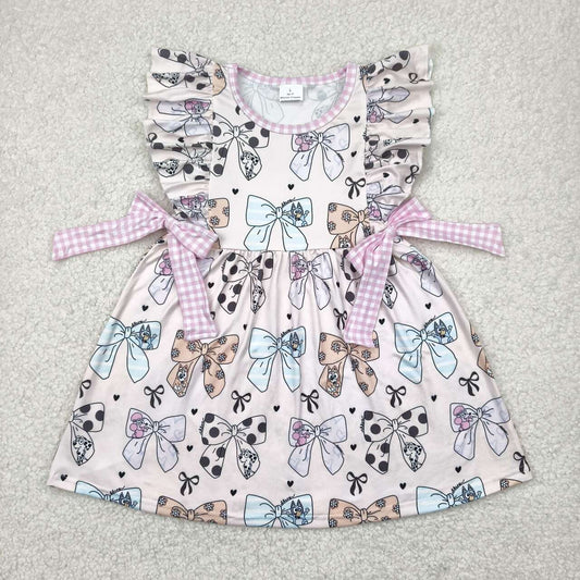 Bow Cartoon print Short Girls Dress