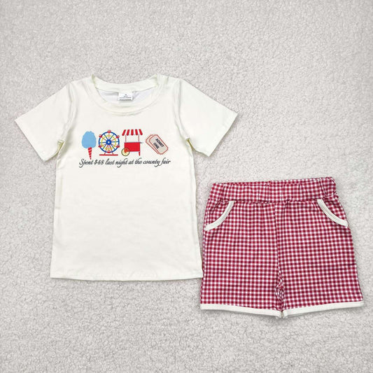Blue plaid Cartoon Pants boy Set