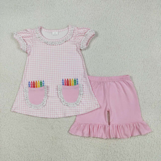 Back to school pink pencil Suit Summer Set