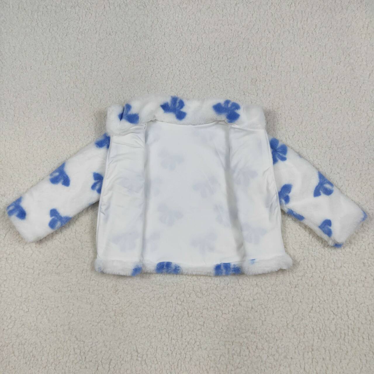 GT1049 Blue Bow sherpa Girls pullover(usa warehouse)