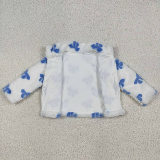 GT1049 Blue Bow sherpa Girls pullover(usa warehouse)
