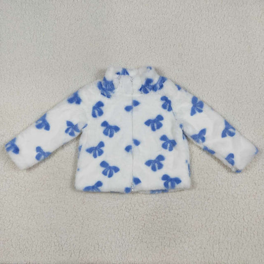 GT1049 Blue Bow sherpa Girls pullover(usa warehouse)