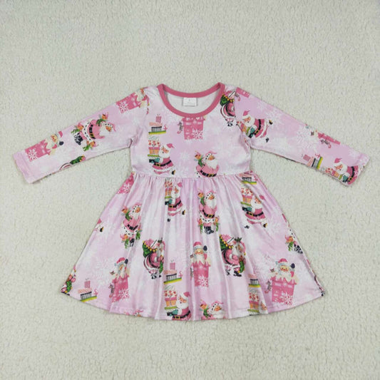 Christmas Pink Santa Girls Dress GLD0354