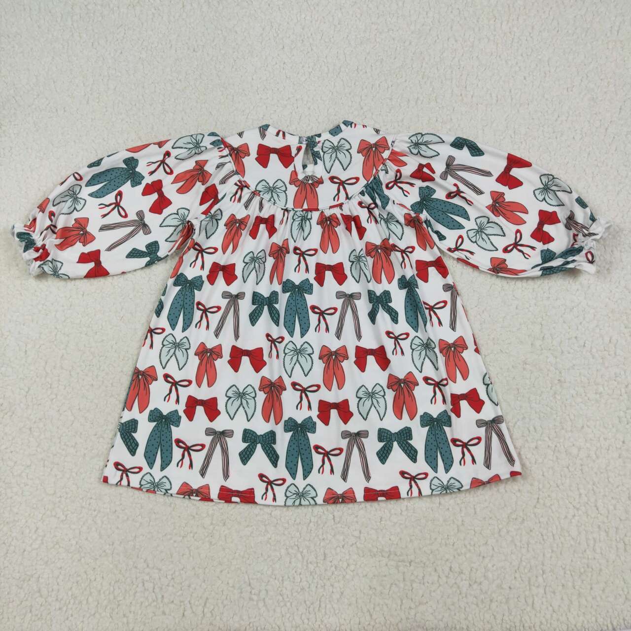 Christmas bow Smock Girls DressGLD1028