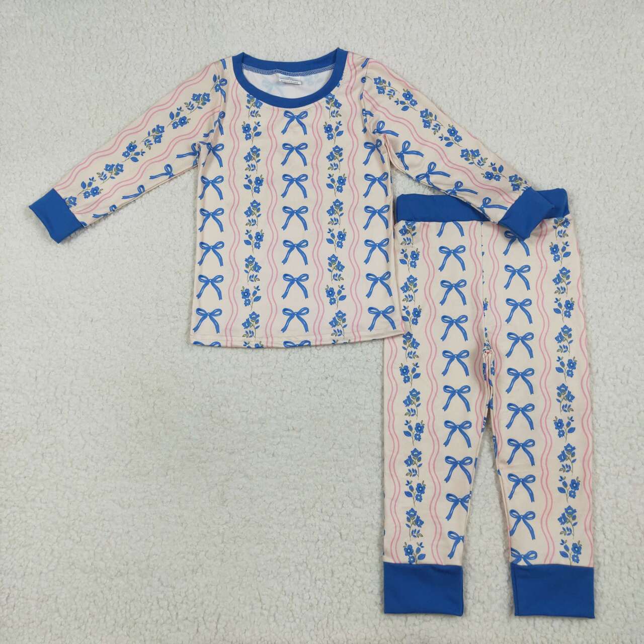 Blue Bow Duck Print long sleeve Paj