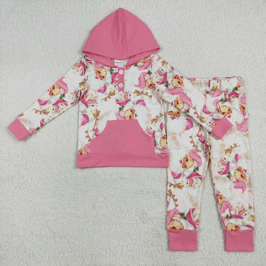 Christmas pink Santa jogger Set
