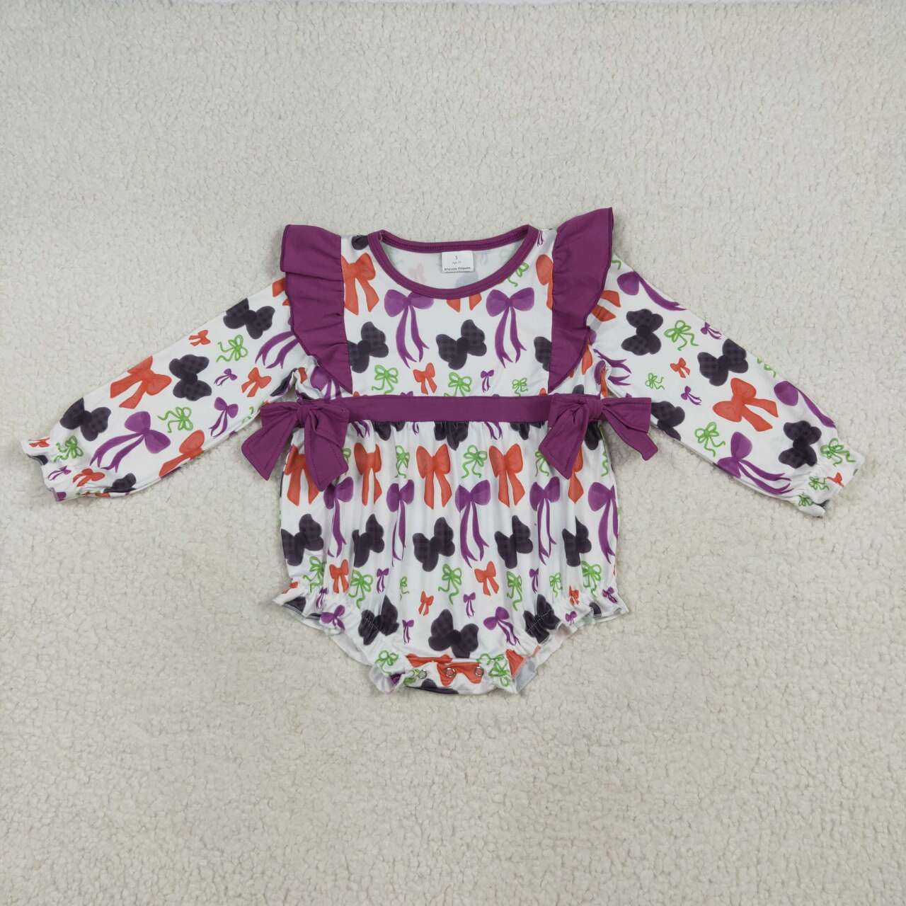 halloween Purple Bow Baby Romper