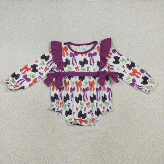 halloween Purple Bow Baby Romper