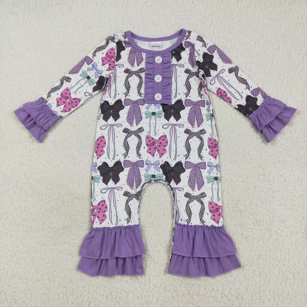 halloween Purple Bow Baby Romper LR2355