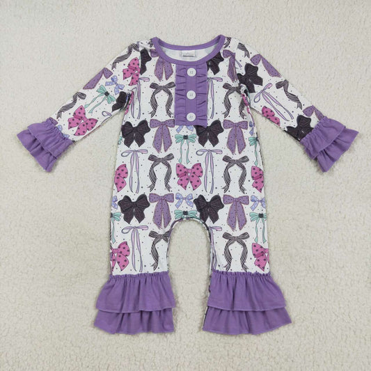 halloween Purple Bow Baby Romper LR2355