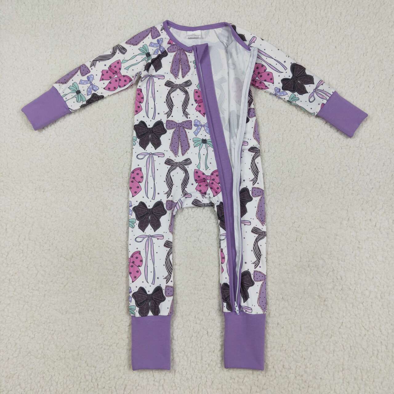 halloween Purple Bow Baby Romper LR2358