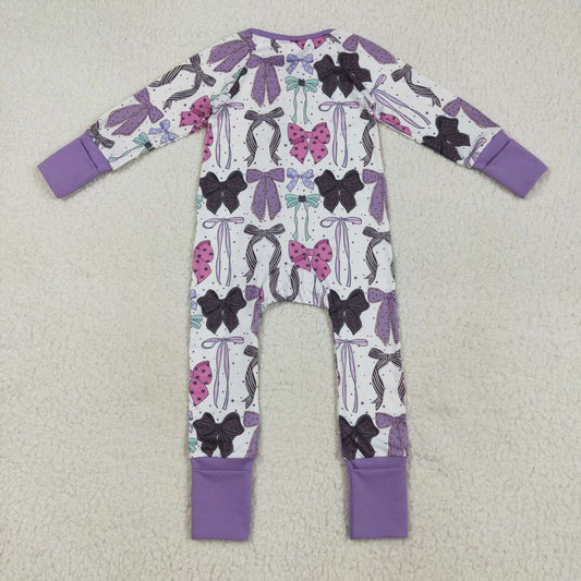 halloween Purple Bow Baby Romper LR2358