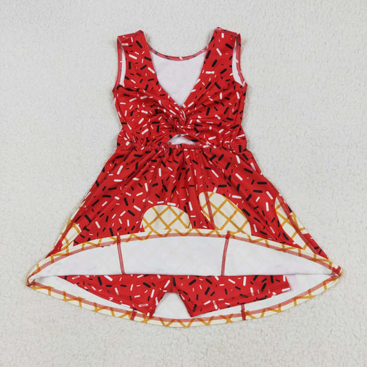 athletic Baseball Red Girls Dress GSD2748