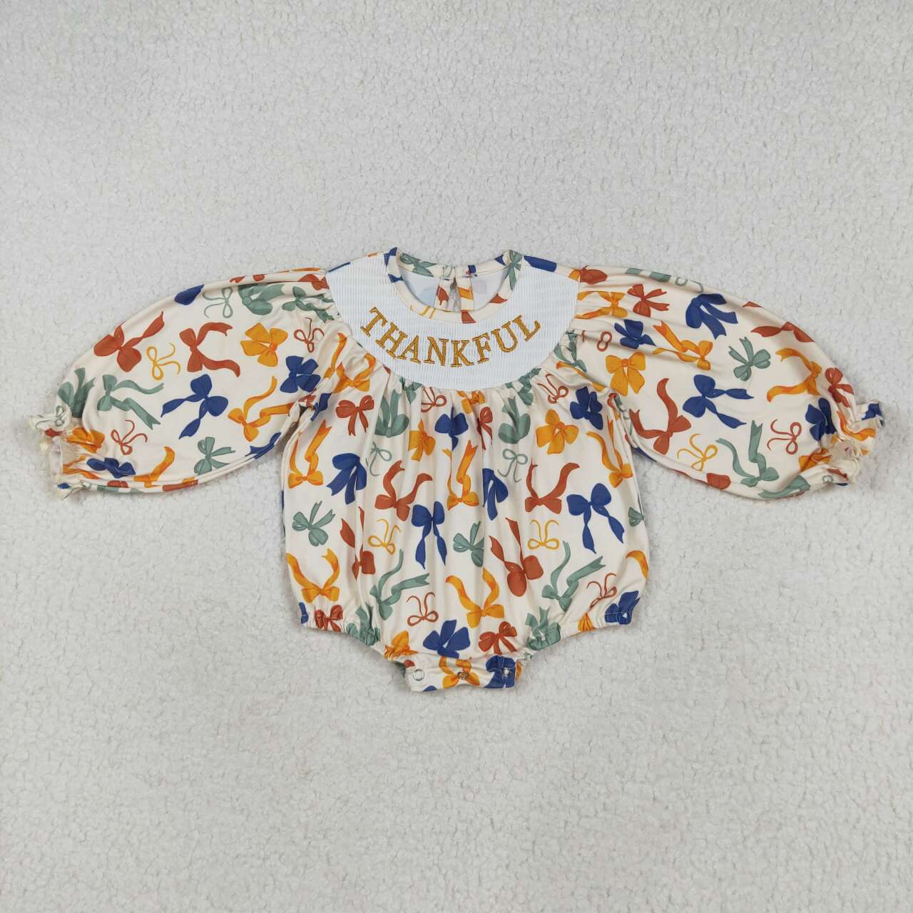 Thanksgiving Thankful Smock Baby Romper LR2257
