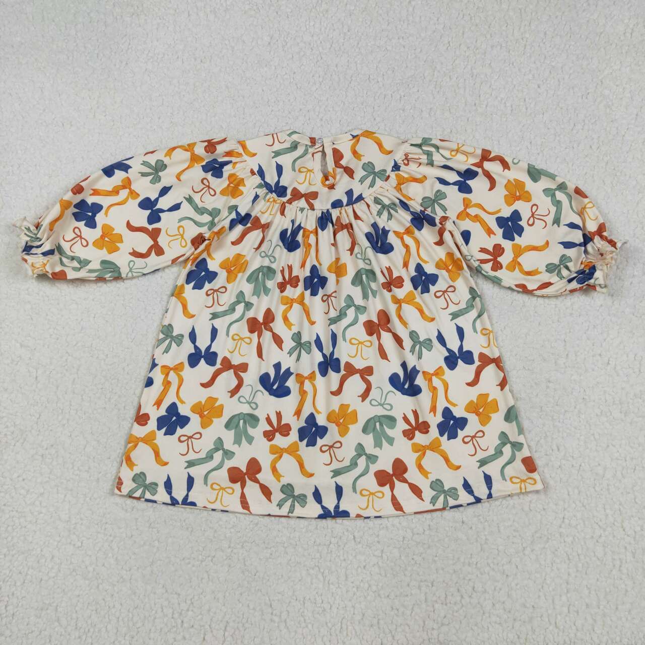Thanksgiving Thankful bow Smock Girls Dress GLD1086