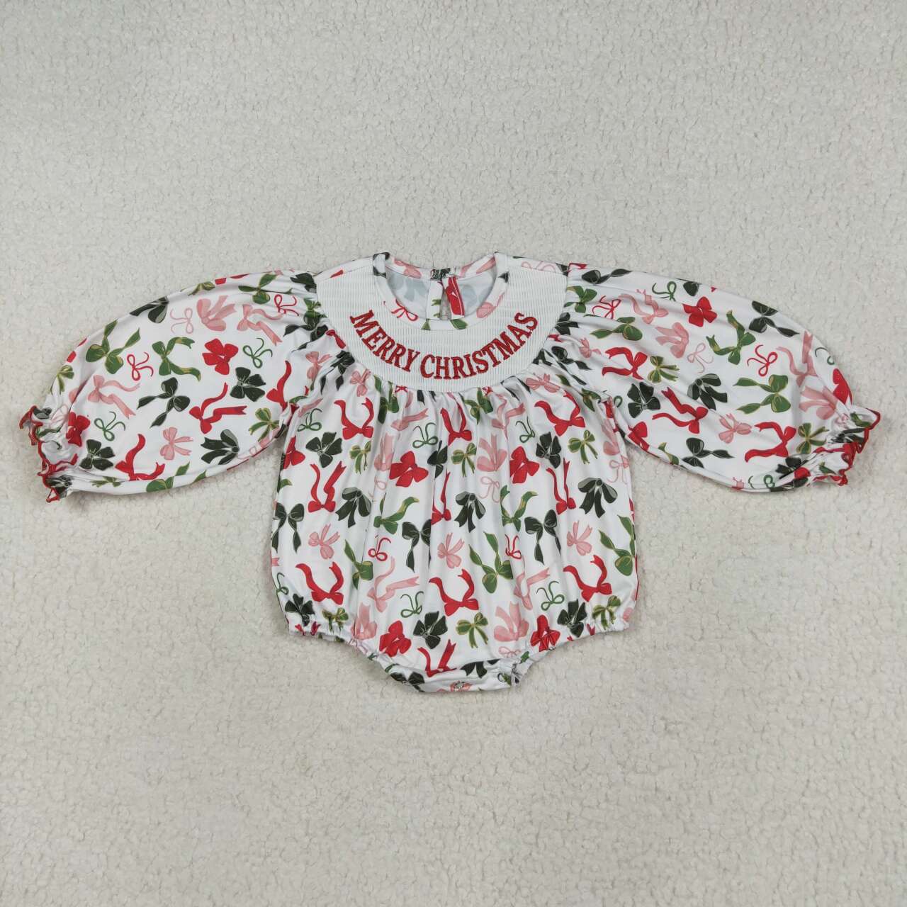 Merry Christmas bow Smock Baby Romper LR2276