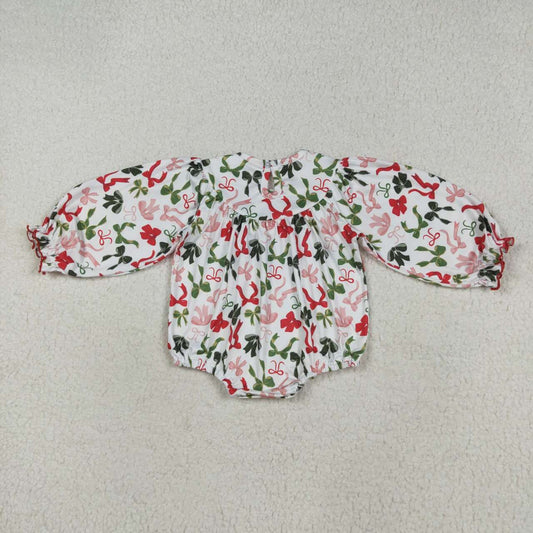 Merry Christmas bow Smock Baby Romper LR2276