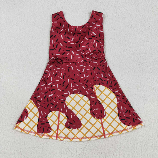 athletic Baseball Dark Red Girls Dress GSD2749