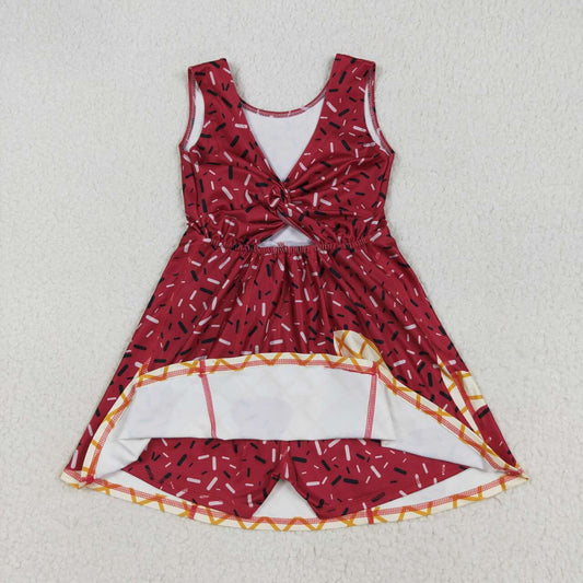athletic Baseball Dark Red Girls Dress GSD2749