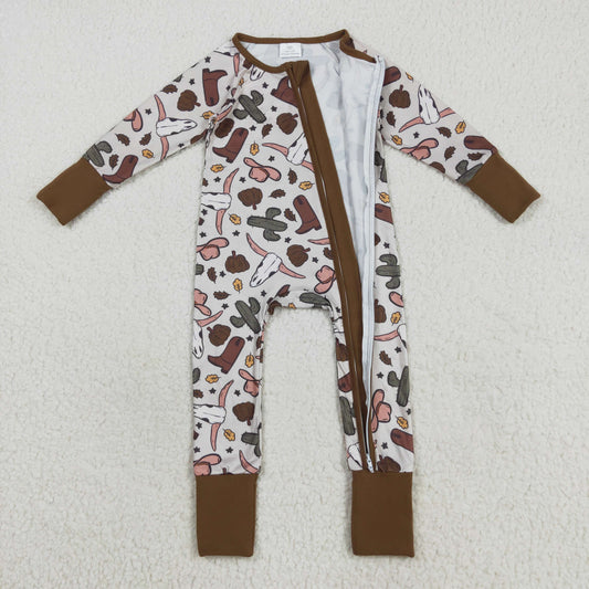 Halloween Western Cactus Cow Pumpkin Baby Romper LR2334