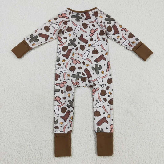 Halloween Western Cactus Cow Pumpkin Baby Romper LR2334