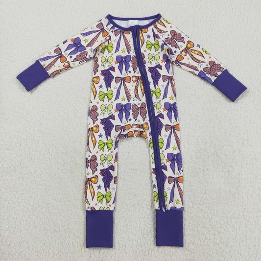 Halloween purple bow long sleeve Baby Romper LR2403