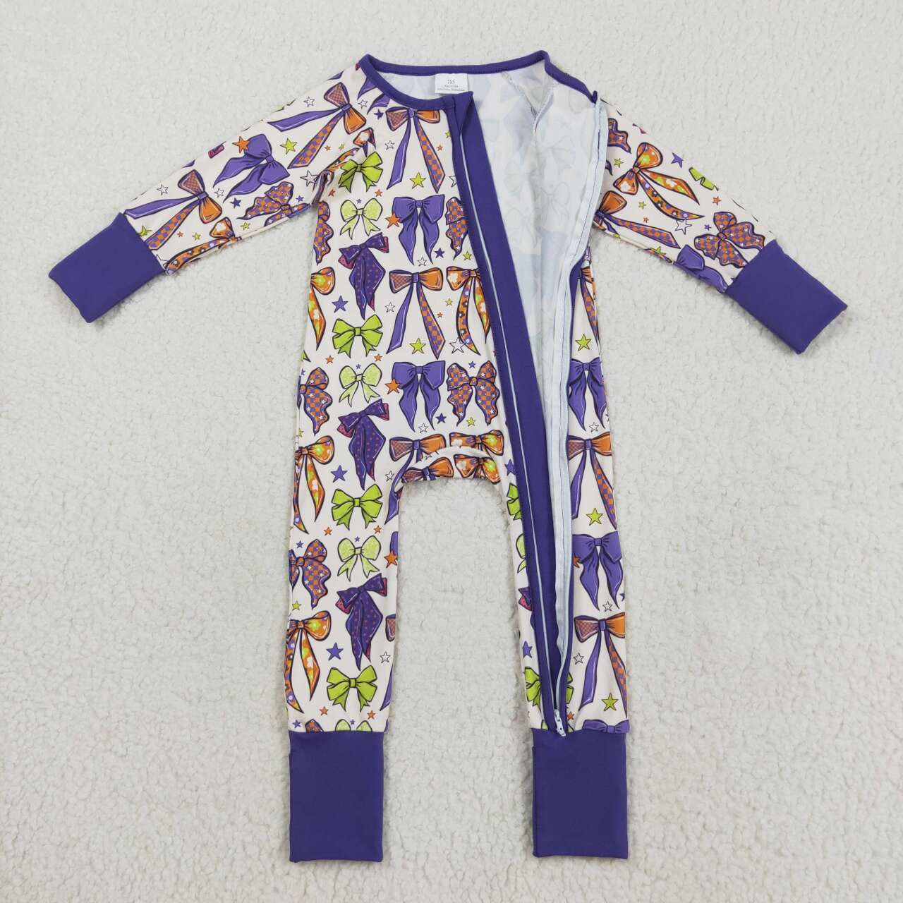 Halloween purple bow long sleeve Baby Romper LR2403