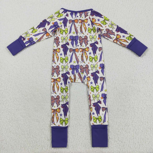 Halloween purple bow long sleeve Baby Romper LR2403