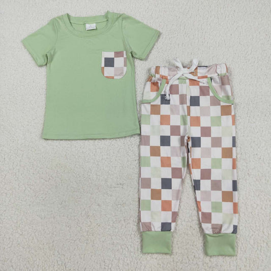 Green plaid boy Set BSPO0576