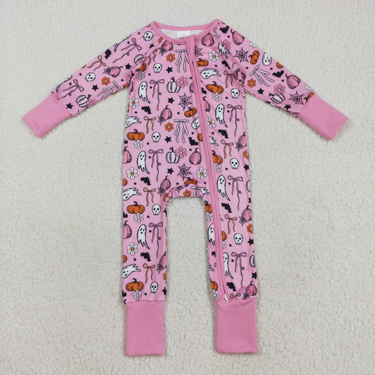 Halloween purple bow Pumpkin long sleeve Baby Romper LR2405