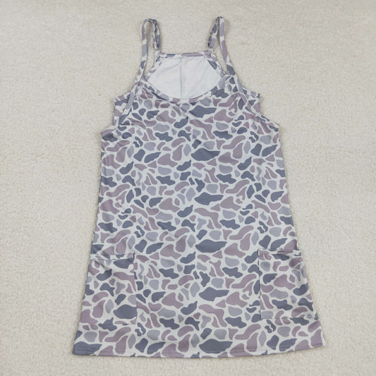 women grey camo athletic dress GSD2733