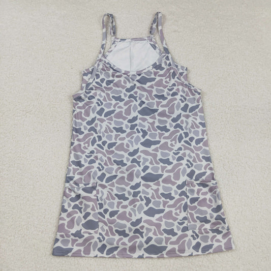 Grey Camo Athletic Bow Girls dresse GSD2723