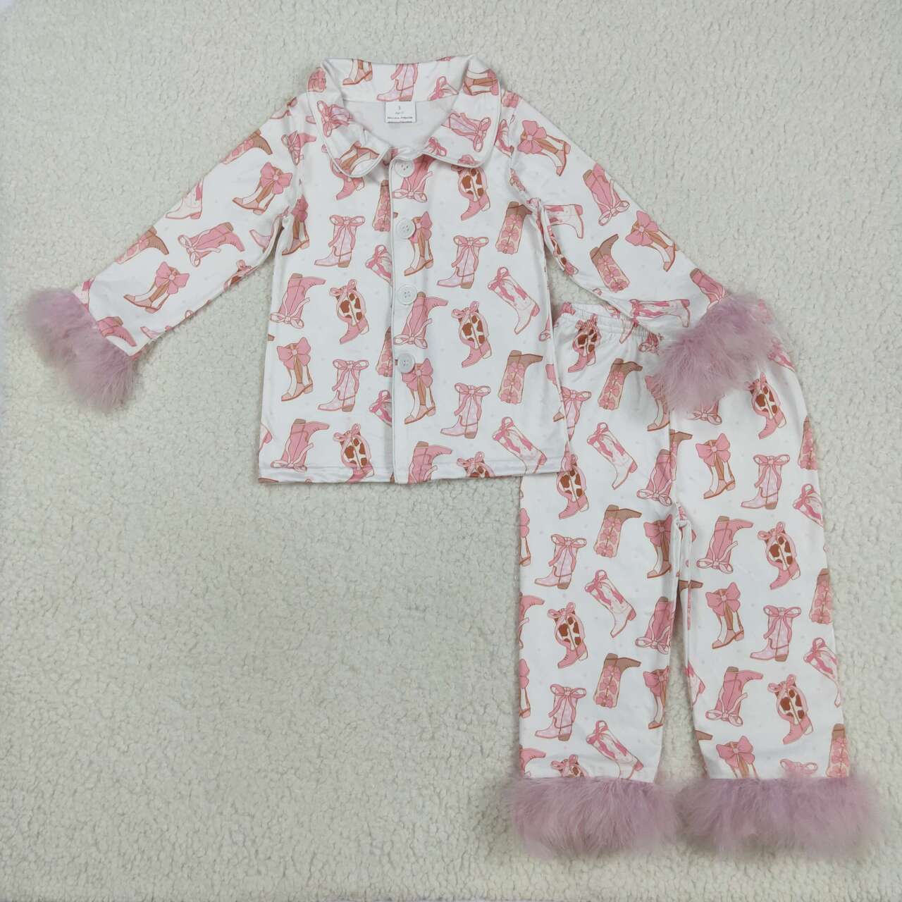 western boot with feather Girls Pajamas GLP2359