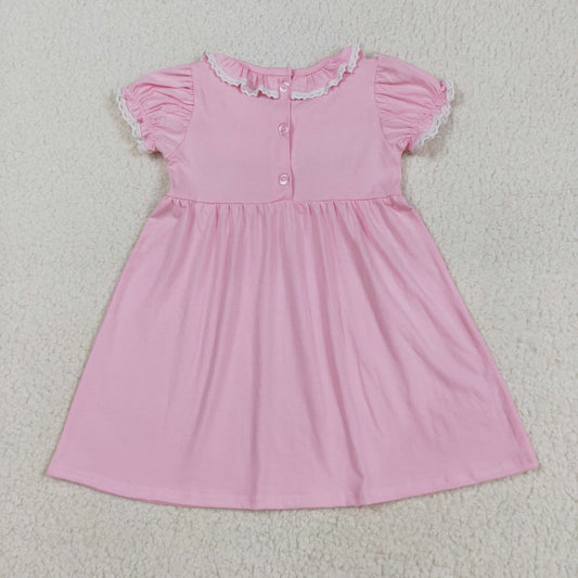 Pink Smock bow embroidery Girls dress GSD2718