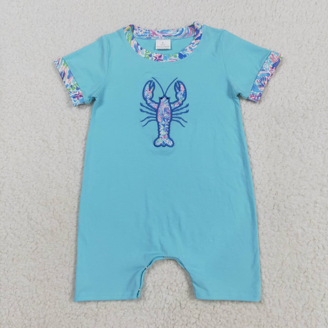 Blue embroidered lobster Baby Romper SR3044