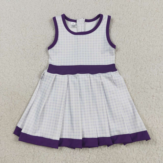 Purple Plaid yoga sleeveless print girl dress GSD2758