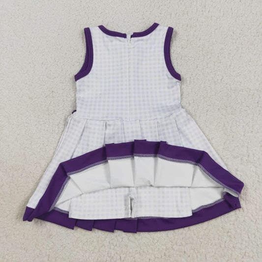 Purple Plaid yoga sleeveless print girl dress GSD2758